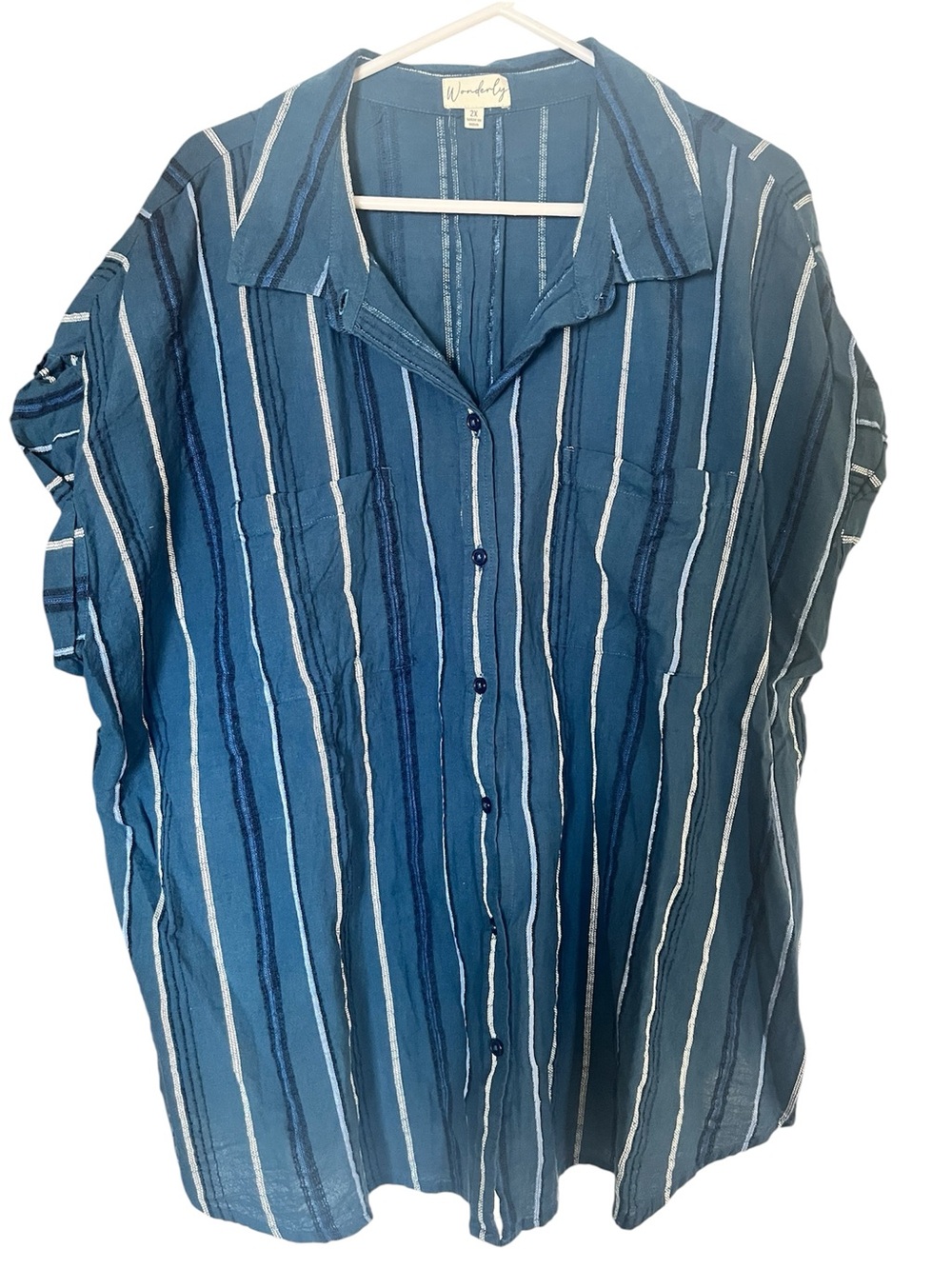 Wonderly Blue Striped Casual Button-Down  Shirts Women’s size 2X,,L343